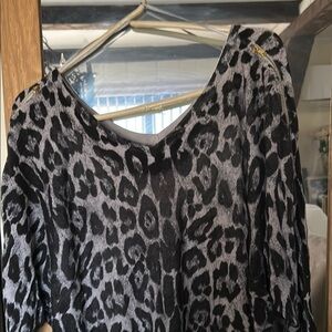 INC International Concepts Gray and Black 3/4 Sleeve Blouse